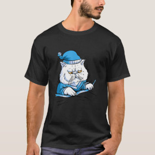 Weiße Katze in Pajamas Niedlich Funny Fluffy T-Shirt