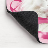 Weiße Katze in rosa Ribbons geknackt Mousepad (Ecke)