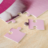 Weiße Katze in rosa Ribbons geknackt Puzzle (Seite)