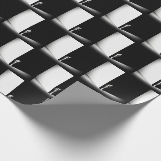 Weiße Katze in schwarzem Schatten Geschenkpapier (Ecke)