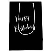 Weiße Katze in schwarzem Schatten Mittlere Geschenktüte (Rückseite)