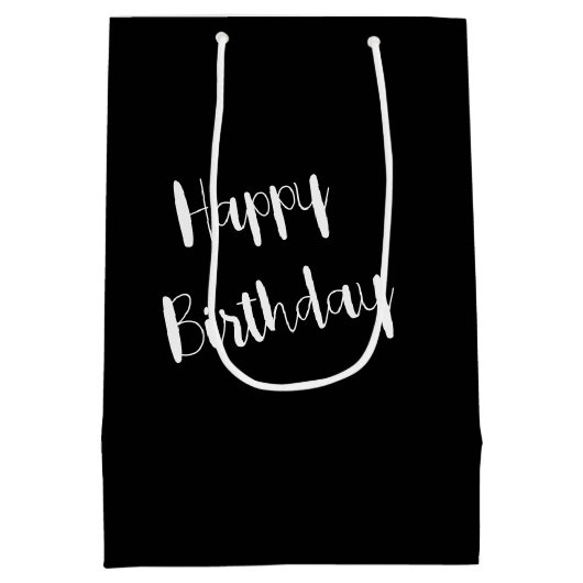 Weiße Katze in schwarzem Schatten Mittlere Geschenktüte (Rückseite)