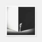 Weiße Katze in schwarzen Schatten Serviette (Vorderseite)