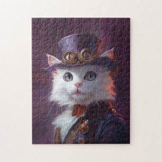 Weiße Katze in Steampunk-Kostüm Puzzle
