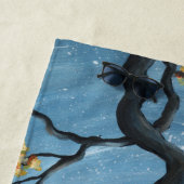 Weiße Katze in Tree Vollmondmalerei Strandtuch (Beispiel)