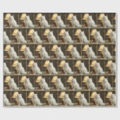 Weiße Katze in wärmer Lampe sitzend Geschenkpapier (Flach)