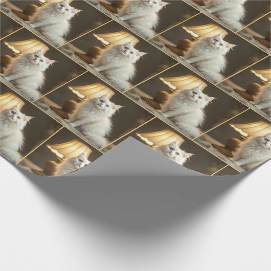 Weiße Katze in wärmer Lampe sitzend Geschenkpapier (Ecke)