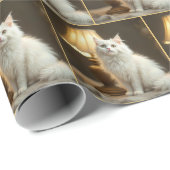 Weiße Katze in wärmer Lampe sitzend Geschenkpapier (Rolleneckpunkt)