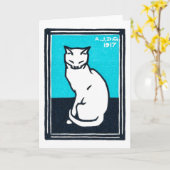 Weiße Katze, Julie de Graag Karte (Gelbe Blume)
