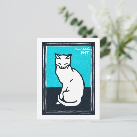 Weiße Katze, Julie de Graag Postkarte (Stehend Vorderseite)