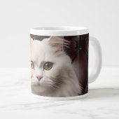Weiße Katze Jumbo-Tasse (Vorderseite Rechts)
