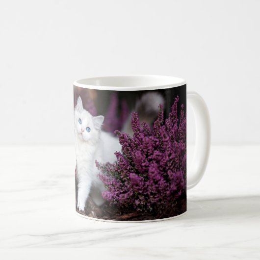 Weiße Katze Kaffeetasse (VorderseiteRechts)