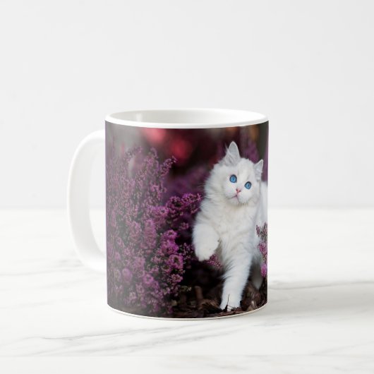 Weiße Katze Kaffeetasse (Vorderseite Links)