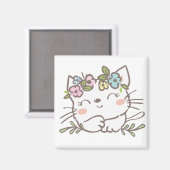 Weiße Katze, Kätzchen, Kätzchen Magnet (Vorderseite/Rückseite)