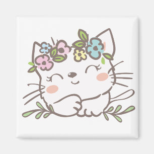 Weiße Katze, Kätzchen, Kätzchen Magnet