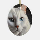 Weiße Katze Keramik Ornament (Rechts)