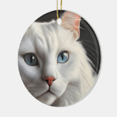Weiße Katze Keramik Ornament (Links)