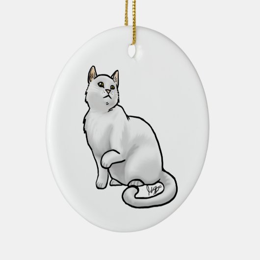 Weiße Katze Keramik Ornament (Rechts)
