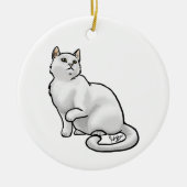 Weiße Katze Keramik Ornament (Vorne)