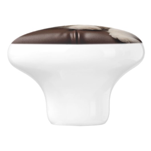 Weiße Katze Keramikknauf (Seitenansicht)