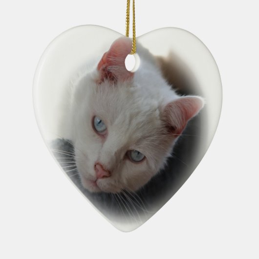 Weiße Katze Keramikornament (Rechts)