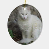 Weiße Katze Keramikornament (Links)