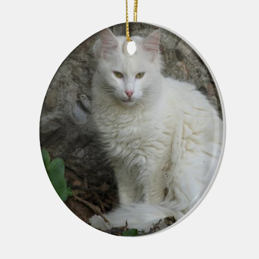 Weiße Katze Keramikornament (Links)