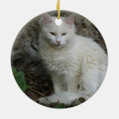 Weiße Katze Keramikornament (Hinten)