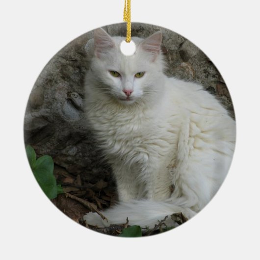 Weiße Katze Keramikornament (Hinten)