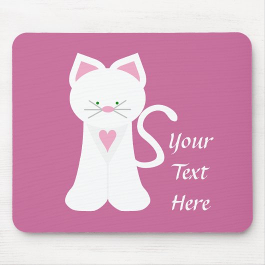 Weiße Katze (kundengerecht) Mousepad (Vorne)