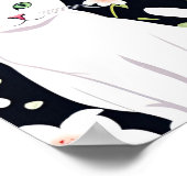 Weiße Katze lächelt inmitten von Blume nahtlos Mus Poster (Ecke)