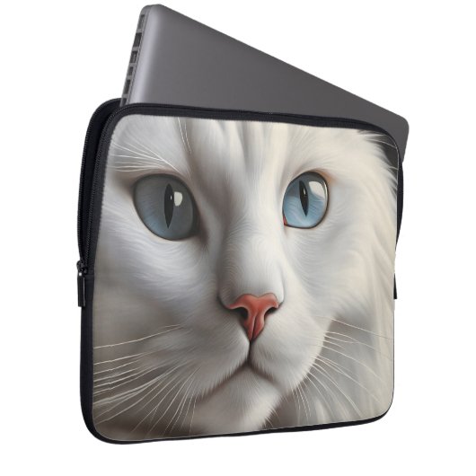 Weiße Katze Laptopschutzhülle (Vorne Rechts)