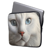 Weiße Katze Laptopschutzhülle (Vorderseite Links)