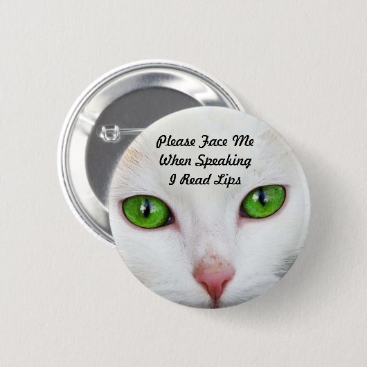 Weiße Katze las ich Lippenknopf Button (Vorne & Hinten)