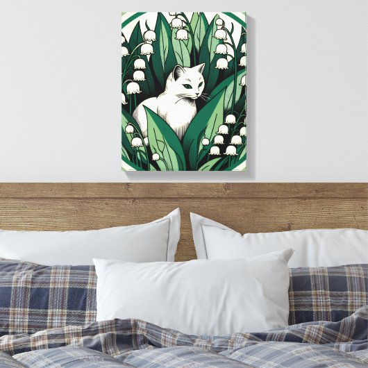 Weiße Katze Leinwanddruck (Insitu (Schlafzimmer))
