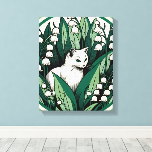 Weiße Katze Leinwanddruck (Insitu (Holzboden))