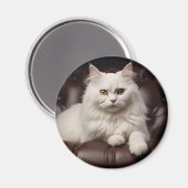 Weiße Katze Magnet (Vorderseite/Rückseite)