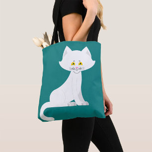 Weiße Katze Minimalistisches Kätzchen Tasche