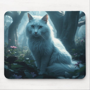 Weiße Katze mit blauem Augenpolster Mousepad