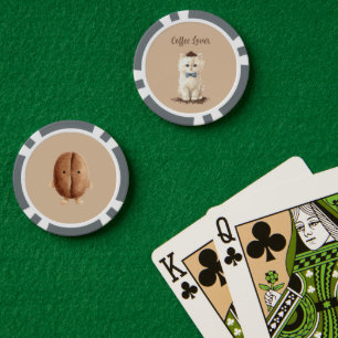 Weiße Katze mit blauem Schleier, Kaffee-Liebhaber Pokerchips