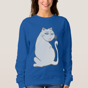 Weiße Katze mit blauen Augen FrauenSweatshirt Sweatshirt