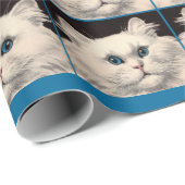 weiße Katze mit blauen Augen Geschenkpapier (Rolleneckpunkt)