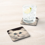 weiße Katze mit blauen Augen Getränkeuntersetzer (Rechte Seite)