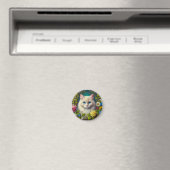 Weiße Katze mit blauen Augen Magnet (In Situ (Geschirrspüler))