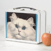 weiße Katze mit blauen Augen Metall Brotdose (Beispiel)