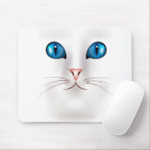 Weiße Katze mit blauen Augen Mousepad (Mit Mouse)