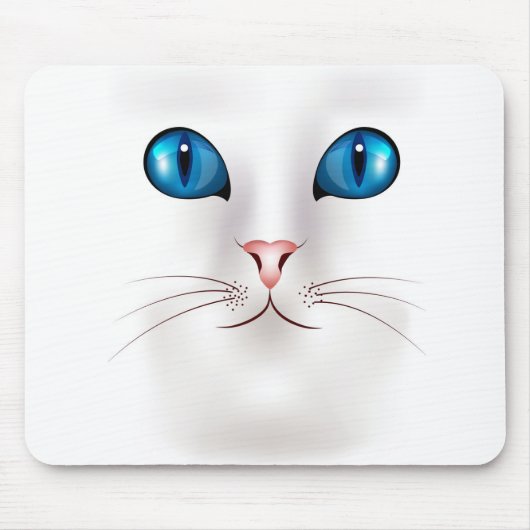 Weiße Katze mit blauen Augen Mousepad (Vorne)