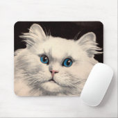 weiße Katze mit blauen Augen Mousepad (Mit Mouse)