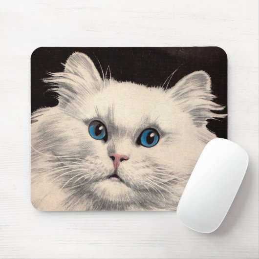 weiße Katze mit blauen Augen Mousepad (Mit Mouse)
