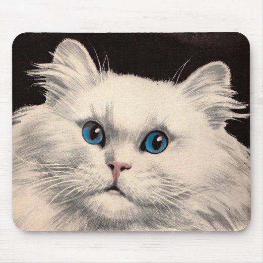 weiße Katze mit blauen Augen Mousepad (Vorne)
